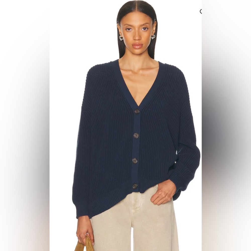 Jenni Kayne Revolve Women’s Cotton Cocoon Cardigan Knit Sweater Navy Blue Small